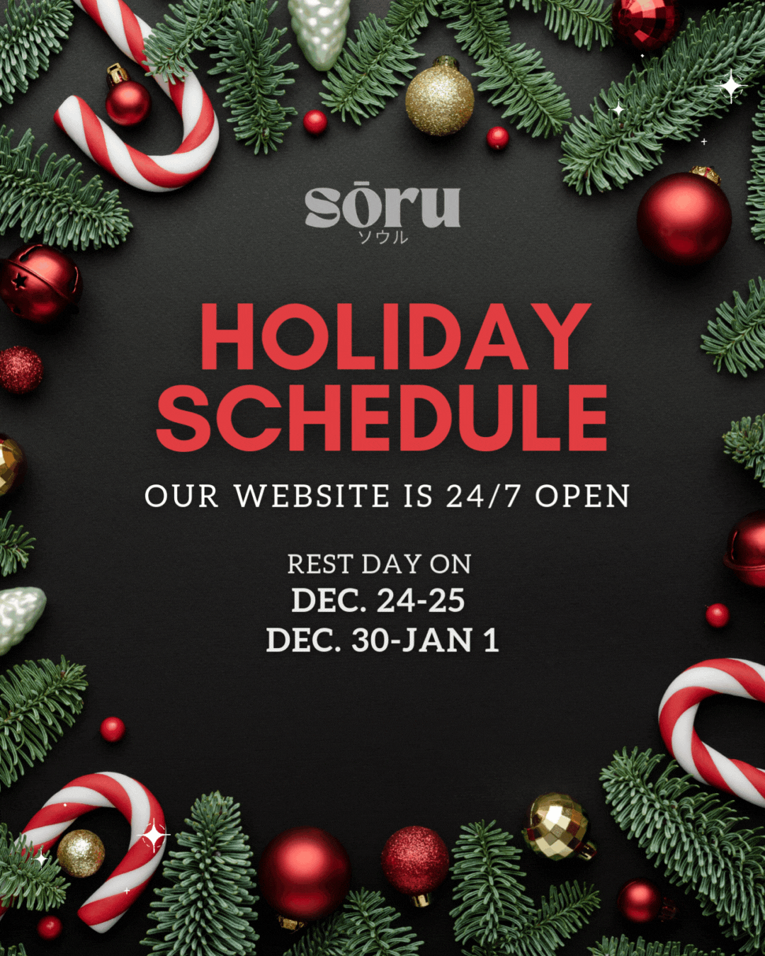 Sōru Holiday Schedule