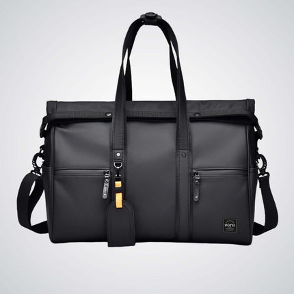 Kaze Duffel Bag & Weekender Bag Waterproof in sleek black design with multiple pockets.