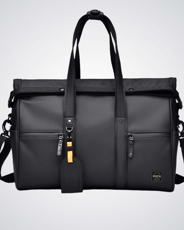 Kaze Duffel Bag & Weekender Bag Waterproof in sleek black design with multiple pockets.