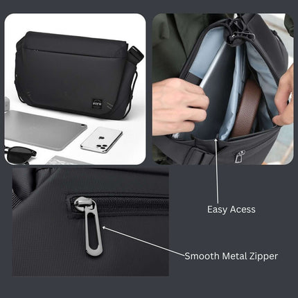 Hashiru Shoulder Bag and Cross Body Bag showing easy access, smooth metal zipper, and spacious interior.