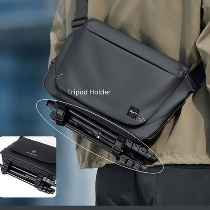 Hashiru Shoulder Bag and Cross Body Bag showcasing a tripod holder feature for convenience.