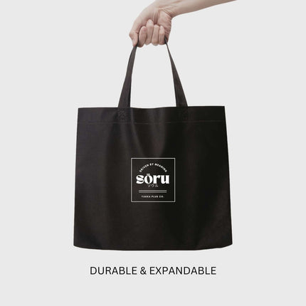 Soru Woven Eco Bag Black Extra Large, durable and expandable design, perfect for daily use.