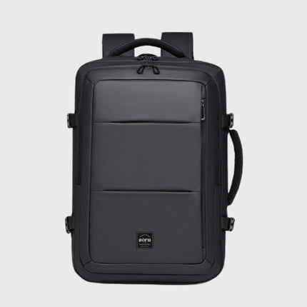 Jobu Backpack Waterproof Travel Bag in sleek black design, featuring multiple compartments for organized packing.
