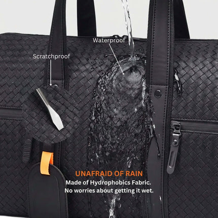 Limited Edition Kaze Woven Duffel Bag & Travel Bag showcasing waterproof features and hydrophobic fabric