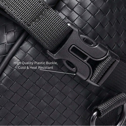 High quality plastic buckle detail on Limited Edition Kaze Woven Duffel Bag & Travel Bag.