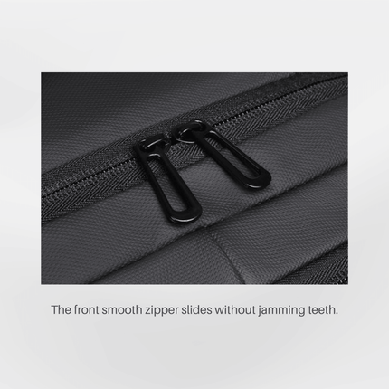 Close-up of Jobu Backpack Waterproof Travel Bag zipper demonstrating smooth operation without jamming.