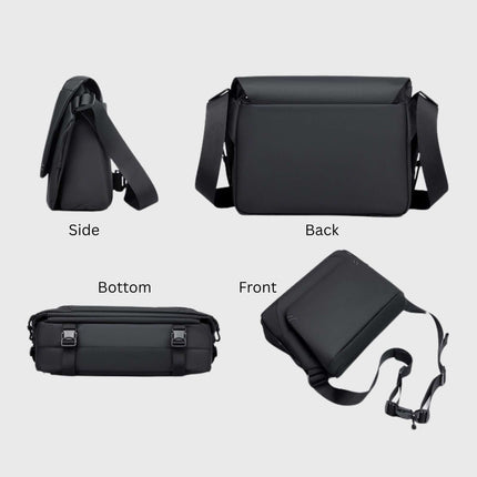 Hashiru Shoulder Bag and Cross Body Bag shown from multiple angles: side, back, bottom, and front views.