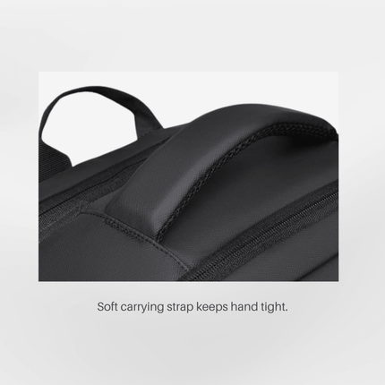 Jobu Travel Backpack soft carrying strap for comfort and easy handling during travel.