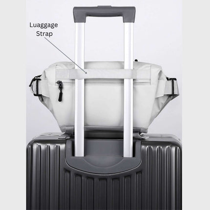 Noroi Shoulder Bag and Cross Body Bag with luggage strap on suitcase for easy travel and convenience.