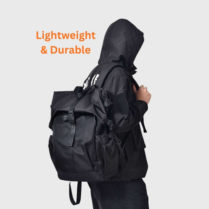 Sora Backpack for Biker, Mountain Climbing worn by a person, showcasing its lightweight and durable design.